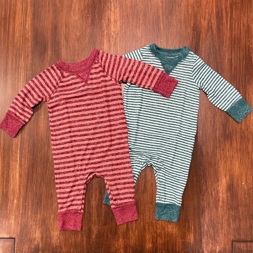 Cat & Jack Striped Rompers (set of 2) 3-6m